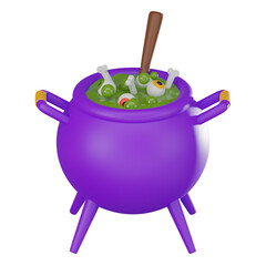 Magic Cauldron 3D Illustration, Witch's Pot for Spells and Potions