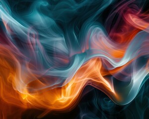 Wall Mural - Abstract swirling smoke in vibrant colors. AI.