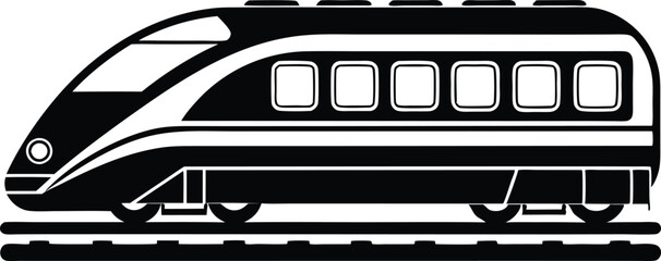 Wall Mural - Modern Train silhouette Vector icon, illustration on black and white.