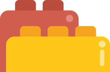 Poster - Two colorful toy bricks connecting together showing the concept of teamwork