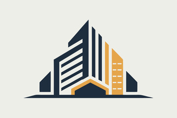 Poster - The logo presents an abstract representation of buildings with clean lines and a modern aesthetic, Design a minimalist logo featuring the of a rhino