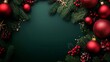 © imageX - Luxurious Christmas Poster with Red Ornaments and Copy Space
