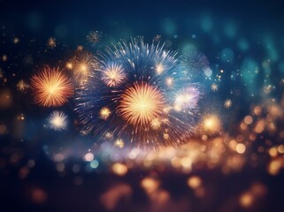 Poster - fireworks explode in the night sky, creating a vibrant display of light and color.