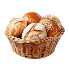 Poster - breads in a basket cut out isolated on white background 