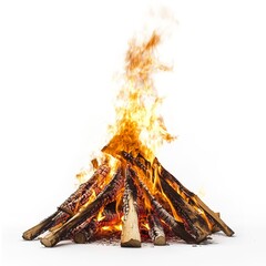 Sticker - Bonfire on white background.  