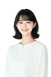 © sujeong - Elegant Young Woman with Short Black Hair in White Blouse
