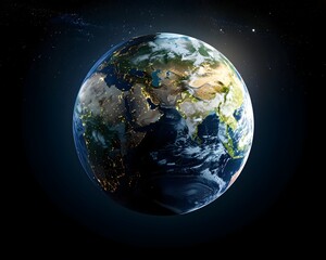 Wall Mural - earth globe with day and night hemispheres simultaneously visible concept of planet rotation and lig