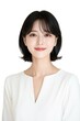 © sujeong - Elegant Young Woman with Short Black Hair in White Blouse