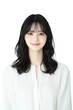© sujeong - Elegant Young Woman with Short Black Hair in White Blouse