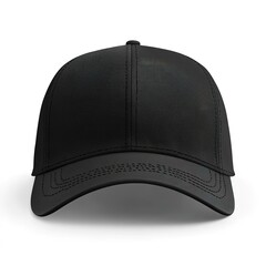 A Baseball cap black template, front views isolated on white background. Mock up.  