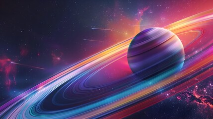 Wall Mural - Captivating Cosmic Art Display of Swirling Nebulae Surrounding Saturn s Rings