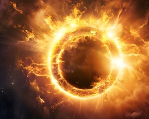 Wall Mural - Cosmic Portal of Fiery Solar Flares Emerging from the Blazing Sun