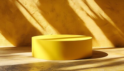 Wall Mural - Vibrant Yellow Pedestals Casting Shadows on Textured Surface