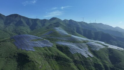 Wall Mural - view of solar power panel on hill