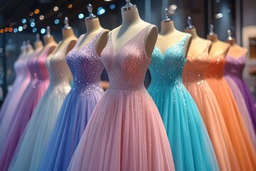 Canvas Print - A Row of Colorful Dresses