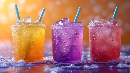 Wall Mural - Colorful Soda with Ice and Straws