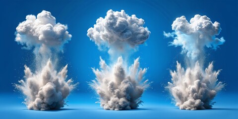 Sticker - Exploding Clouds Against Blue Sky, 3D Render, Abstract, Cloud Burst, Explosion, Sky, 3D