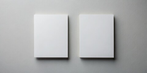 Two Blank White Papers on Grey Wall, Minimalist, Mockup, Design, Background, Branding, Graphic Design