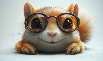 Wall Mural - Cute Squirrel Wearing Glasses