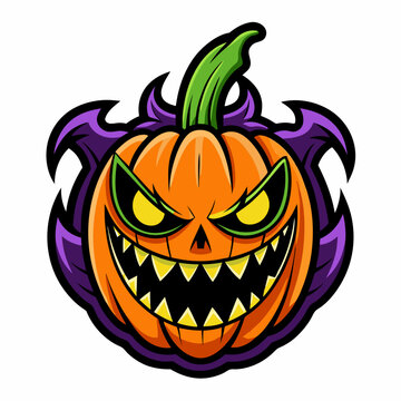 Halloween Themed Vector Design of Cute Anime Ghost with Pumpkin, Cute cartoon Halloween ghost with pumpkins , Spooky Halloween Logo Design and Wallpaper with Pumpkin on Black Background