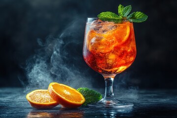 Wall Mural - Sparkling Orange Cocktail with Mint