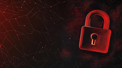 Poster - A red padlock icon on a dark digital background.