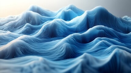 Sticker - Abstract Blue Wavy Landscape