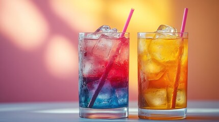 Wall Mural - Two Glasses of Refreshing Summer Drinks