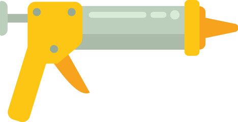 Poster - yellow caulking gun with metal tube for construction works, applying sealant and adhesive, home reno