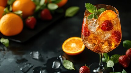 Sticker - Refreshing Summer Drink with Orange and Strawberry