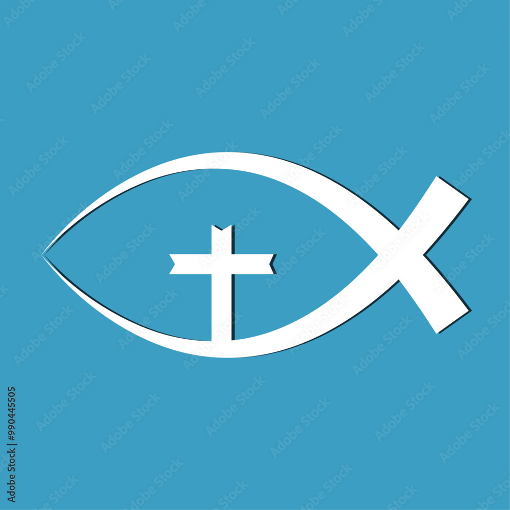 Sign Am Saviour Minimalistic vector symbol of fish used by Early Christians as a sign ...