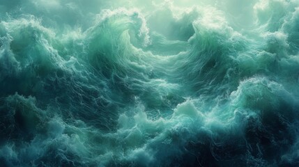 Wall Mural - Turbulent Ocean Waves in a Dramatic Scene