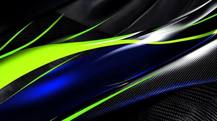 Aufkleber - Abstract background with blue, green, and black stripes and carbon fiber texture.