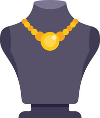 Poster - Black mannequin bust showcasing a golden necklace with a precious stone pendant, perfect for showcasing jewelry designs