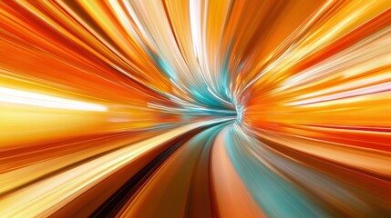 Canvas Print - Abstract tunnel of light with orange, yellow and blue colors.