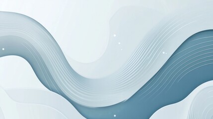 Canvas Print - Abstract blue and white wavy background with circular lines and dots.