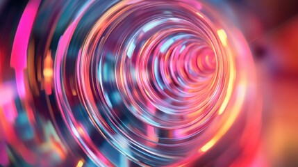 Wall Mural - Abstract colorful swirl tunnel background with glowing light.
