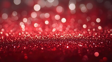 Wall Mural - Abstract red glitter bokeh background with blurred lights.