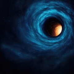 Wall Mural - mysterious cosmic black hole with blue swirls