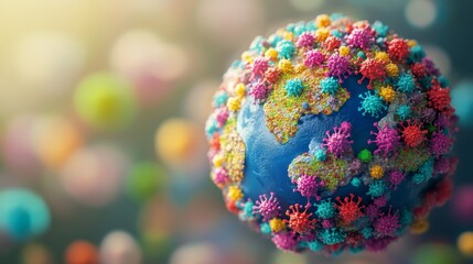 Poster - A globe covered with germs