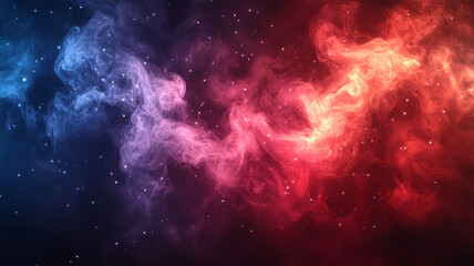 Wall Mural - smokey background with stars and red and blue gradient with copy space