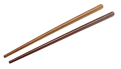 Wall Mural - Two wooden chopsticks are shown, one brown and one white