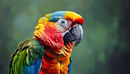 Wall Mural - Vibrant portrait of a striking parrot showcasing its vivid feathers and lively personality