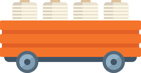 Sticker - This minimal vector illustration features an orange mining cart transporting extracted minerals, symbolizing the mining industry and resource extraction