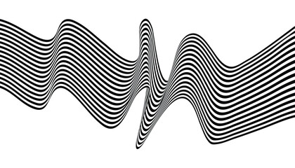 Aufkleber - Black and white curved line stripe abstract background, multiple line waves. curved wavy line, black waves lines with smooth stripe