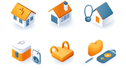 Isometric vector icons on the theme of 