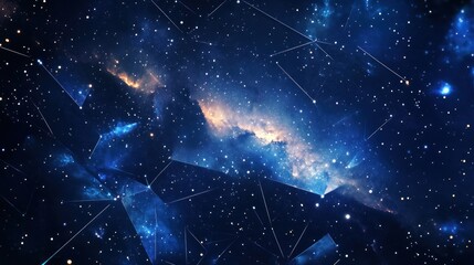 Wall Mural - Abstract night sky with geometric lines and stars.
