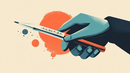 Poster - A hand holding a pen against a colorful backdrop, symbolizing creativity and expression.