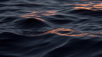 Canvas Print - A close-up view of rippling water with a golden glow reflecting on the surface.