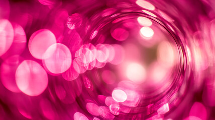 Poster - Bright pink swirling lights creating a vibrant atmosphere in a circular tunnel effect at night